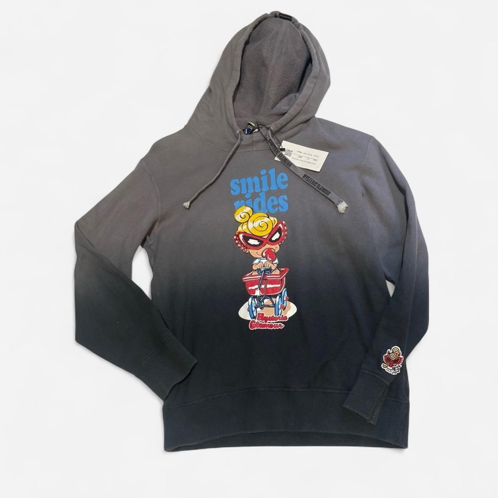 🩶 Hysteric glamour mini “ Smile Rides “ Grey hoodie vintage tag